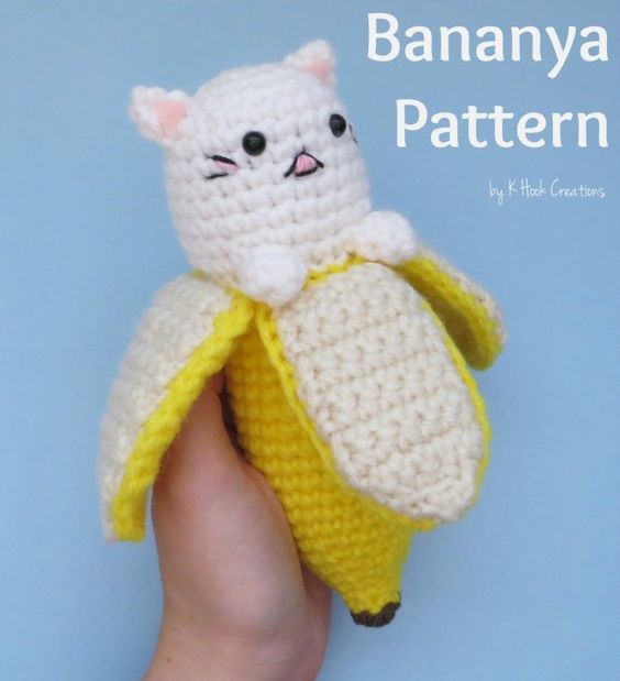 Toy crochet amigurumi banana-cat